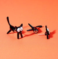 Black Cat Two Way Earrings