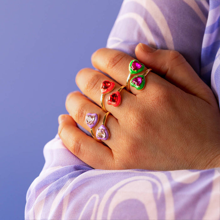 Bright Enamel Heart Ring