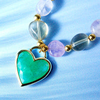 Chunky Beaded Gemstone Heart Necklace