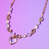 Chunky Beaded Gemstone Heart Necklace