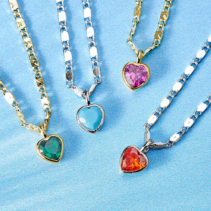 Dainty Heart Birthstone Necklace