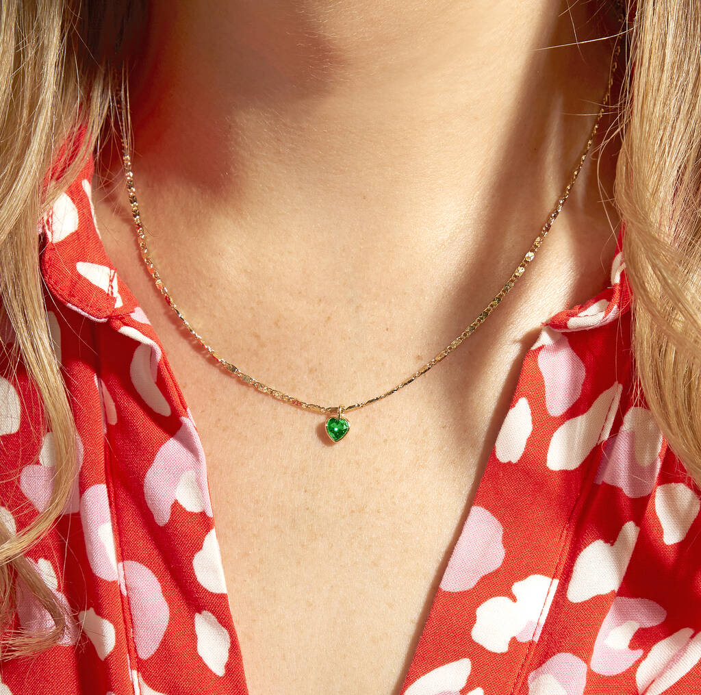 Dainty Heart Birthstone Necklace