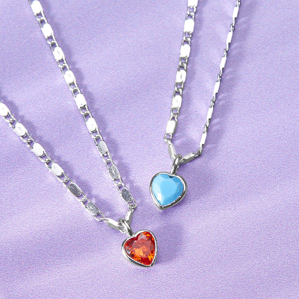 Dainty Heart Birthstone Necklace
