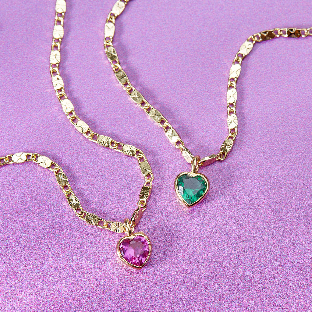 Dainty Heart Birthstone Necklace