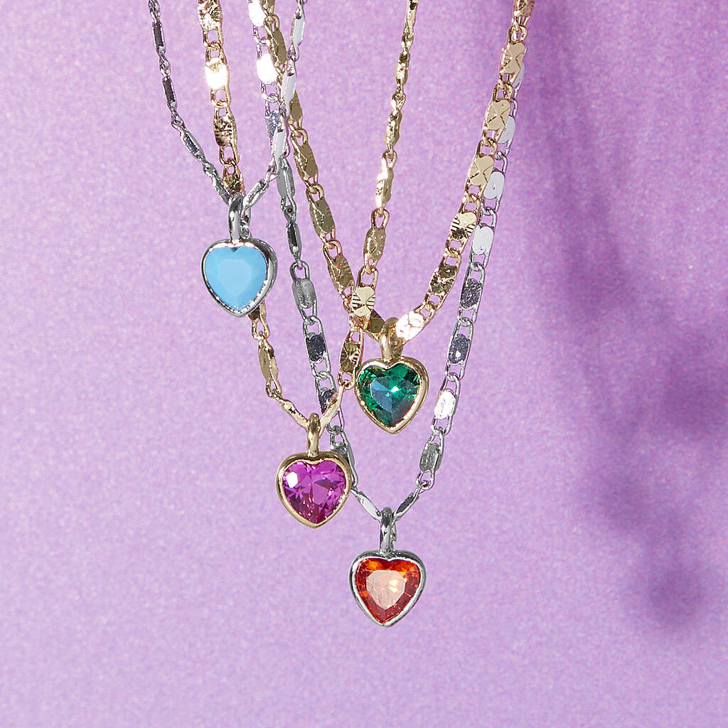 Dainty Heart Birthstone Necklace