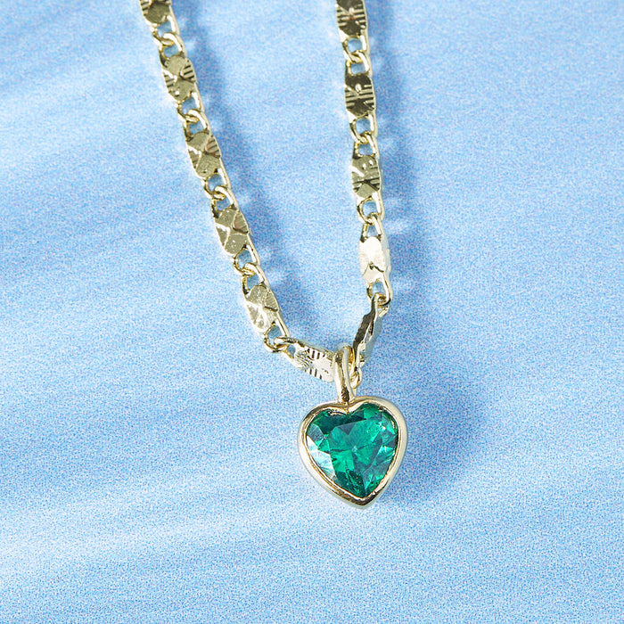 Dainty Heart Birthstone Necklace