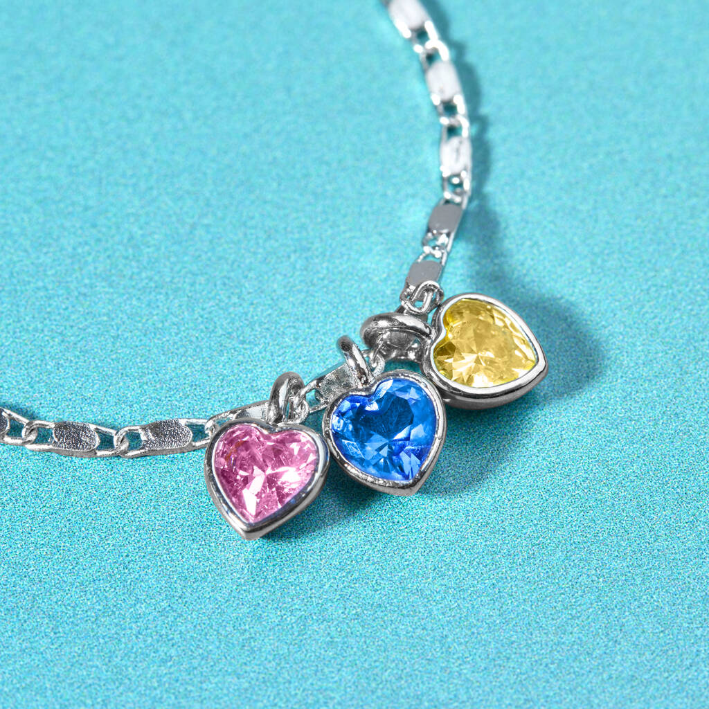 Dainty Heart Family Birthstones Necklace