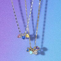 Dainty Heart Family Birthstones Necklace
