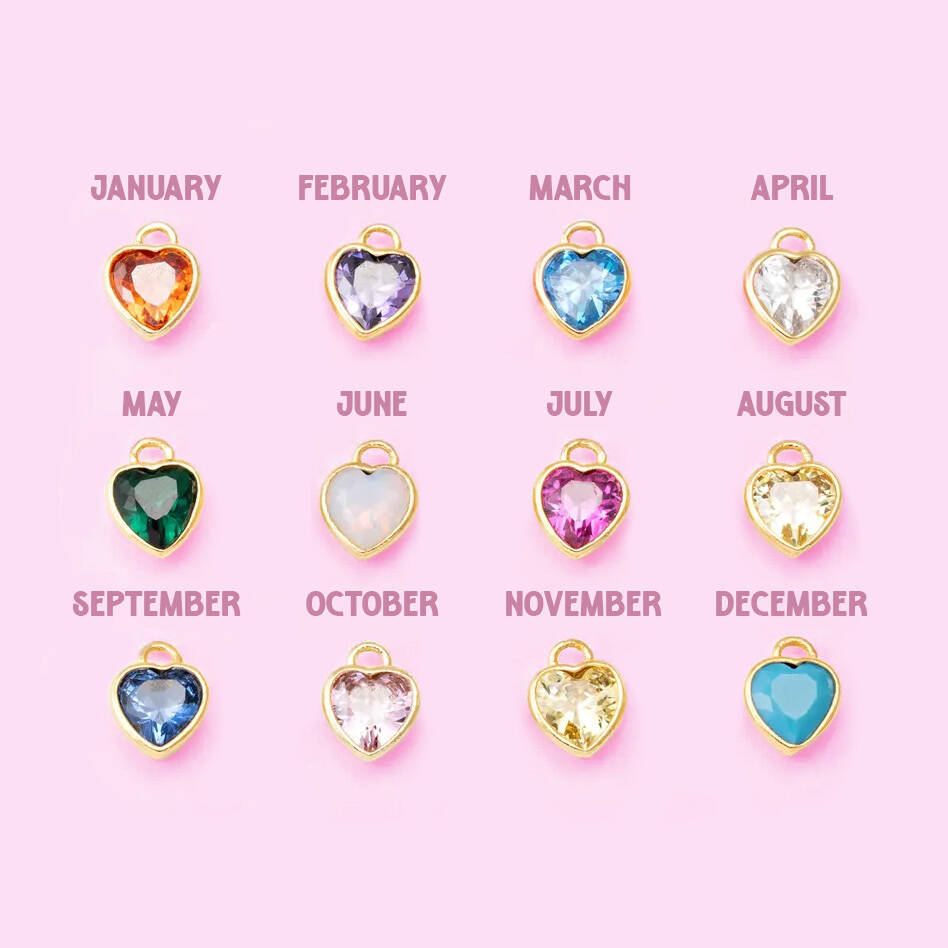 Dainty Heart Family Birthstones Necklace