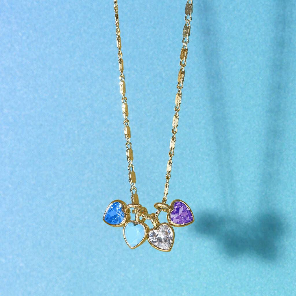 Dainty Heart Family Birthstones Necklace