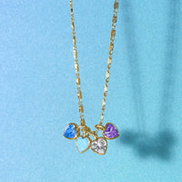 Dainty Heart Family Birthstones Necklace