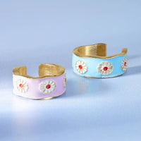 Enamel Flower Adjustable Ring