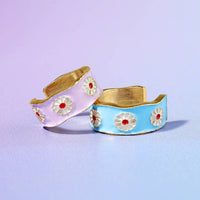 Enamel Flower Adjustable Ring