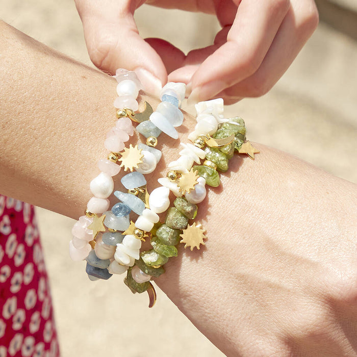Eos Personalised Gemstone And Pearl Charm Bracelet