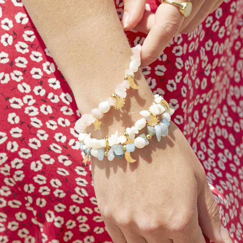 Eos Personalised Gemstone And Pearl Charm Bracelet