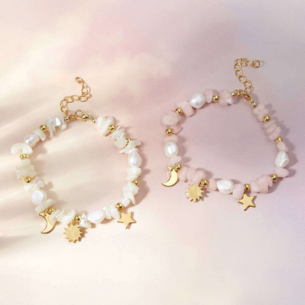 Eos Personalised Gemstone And Pearl Charm Bracelet