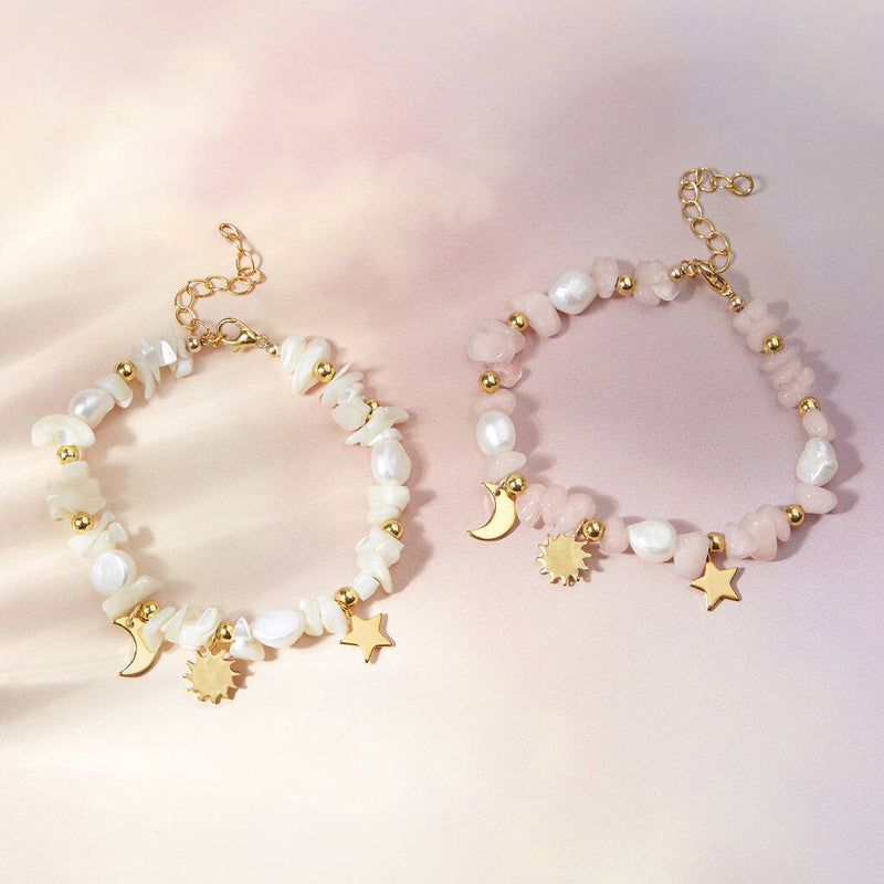 Eos Personalised Gemstone And Pearl Charm Bracelet