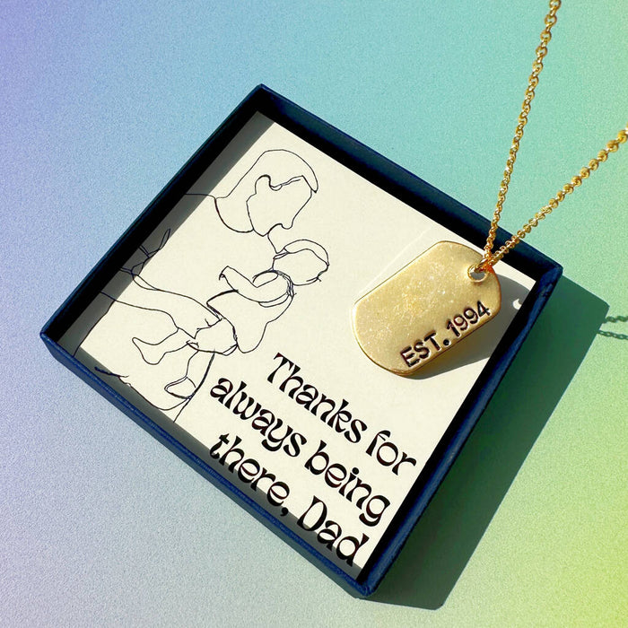 Personalised Date Gold Plated Tag Necklace