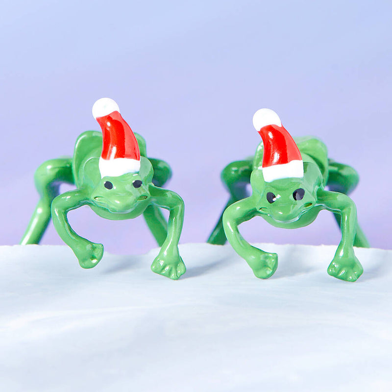 Festive Frog Christmas Earrings