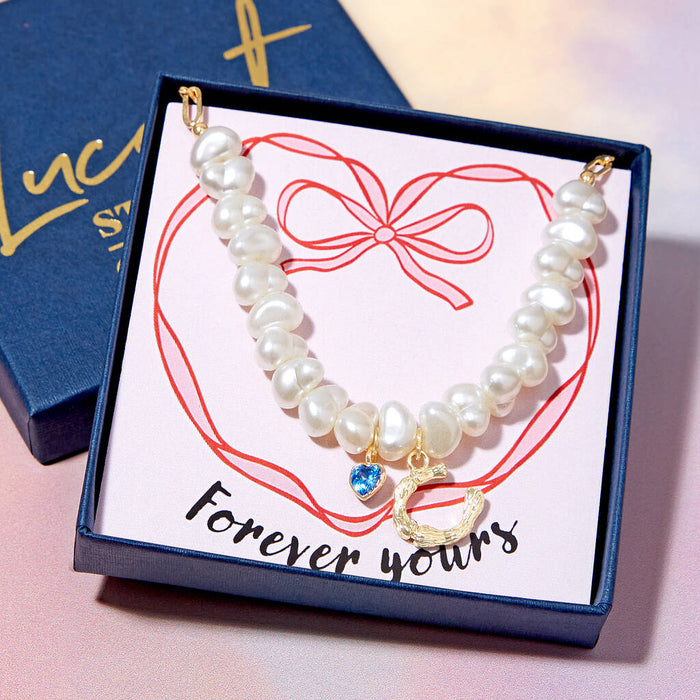 Forever Yours Initial And Birthstone Pearl Necklace