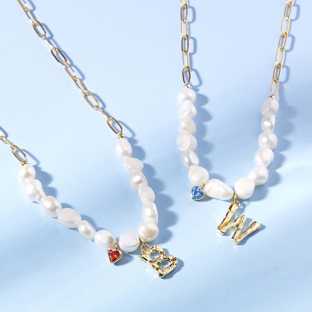 Forever Yours Initial And Birthstone Pearl Necklace