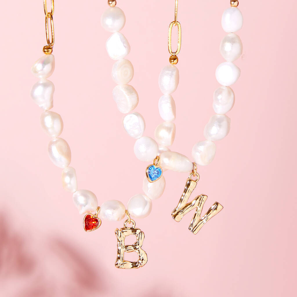 Forever Yours Initial And Birthstone Pearl Necklace