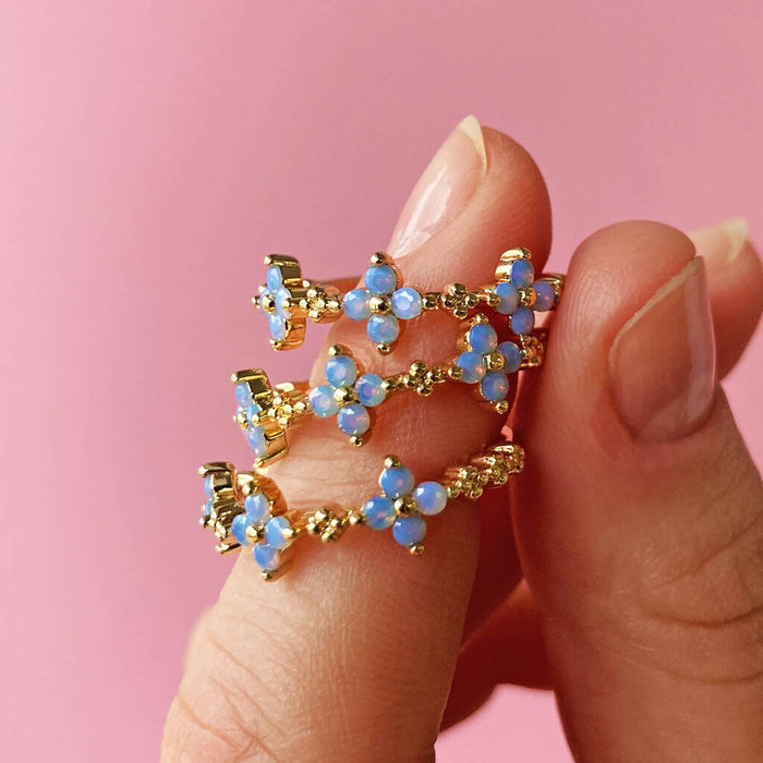 Forget Me Not Flower Gold Plated Ring