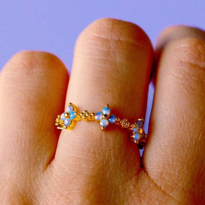 Forget Me Not Flower Gold Plated Ring