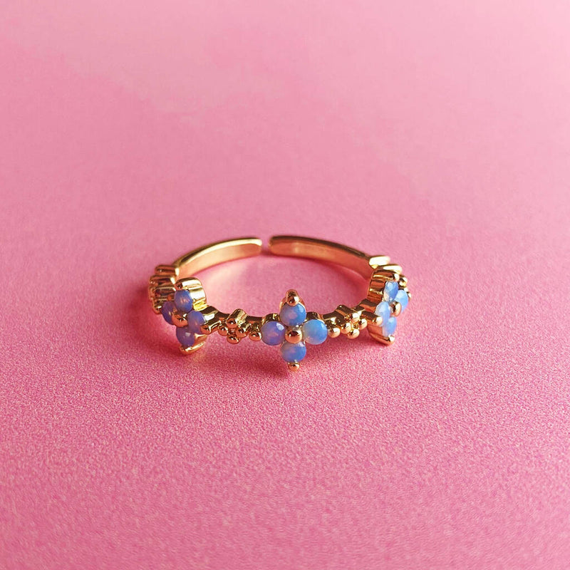Forget Me Not Flower Gold Plated Ring