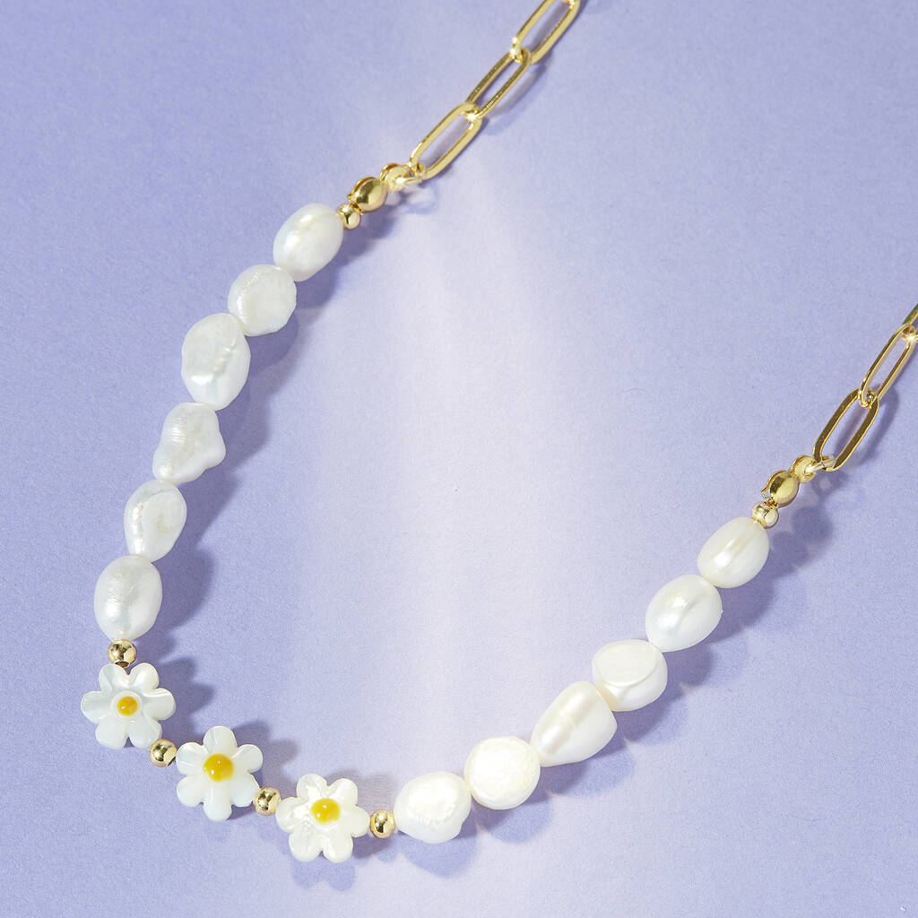 Freshwater Pearl and Daisy Personalised Necklace