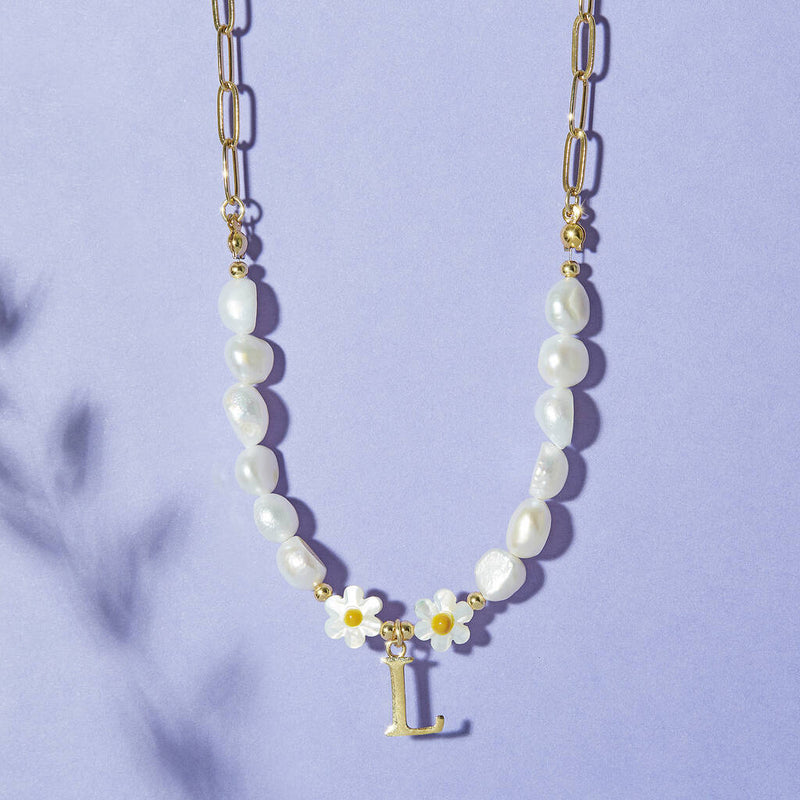 Freshwater Pearl and Daisy Personalised Necklace