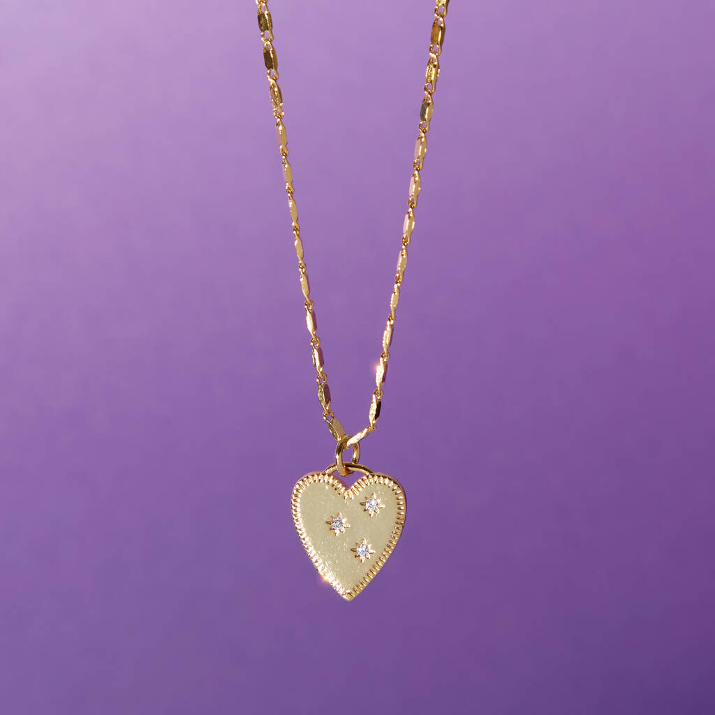 Gold Filled Starry Heart Valentines Necklace