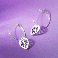 Leaf Drop Hoop Earrings
