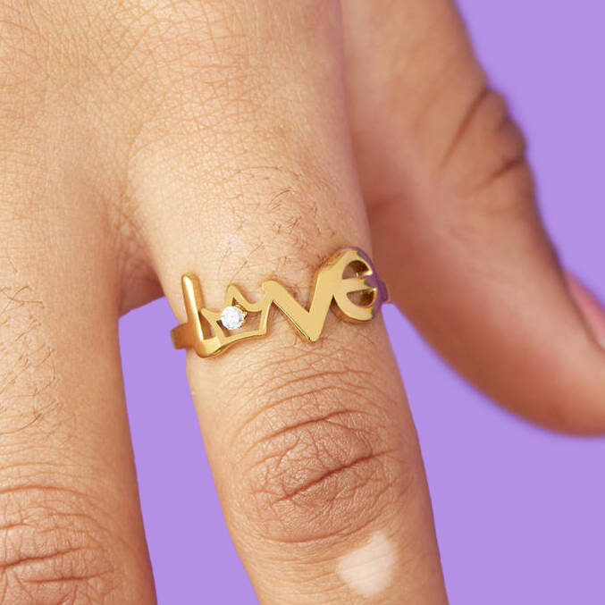 Gold Plated Adjustable Love Ring