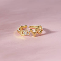 Gold Plated Adjustable Love Ring