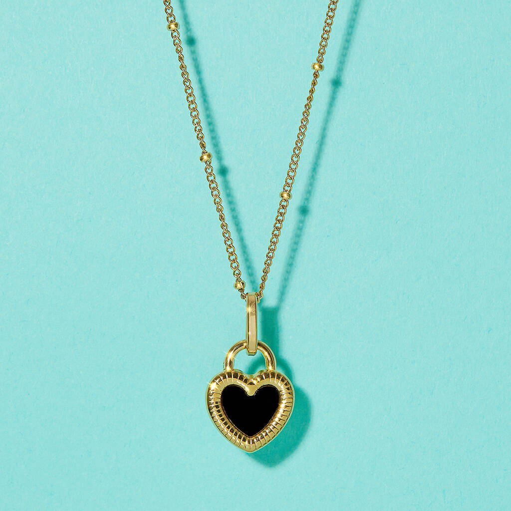 Gold Plated Double sided Heart Beaded Necklace