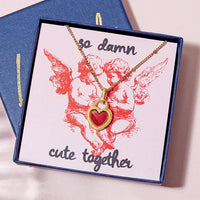 Gold Plated Double Sided Heart Valentines Necklace