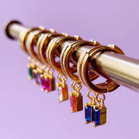 Gold Plated Huggie Hoop Earrings With Baguette Stones