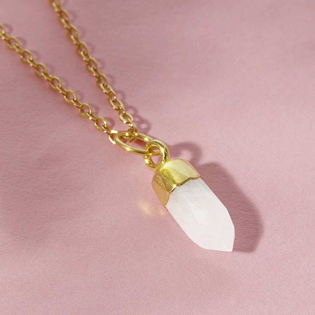 Gold Plated Mini Rainbow Moonstone Necklace