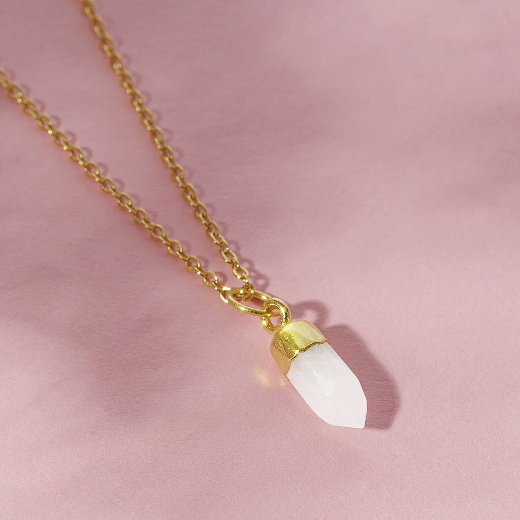 Gold Plated Mini Rainbow Moonstone Necklace