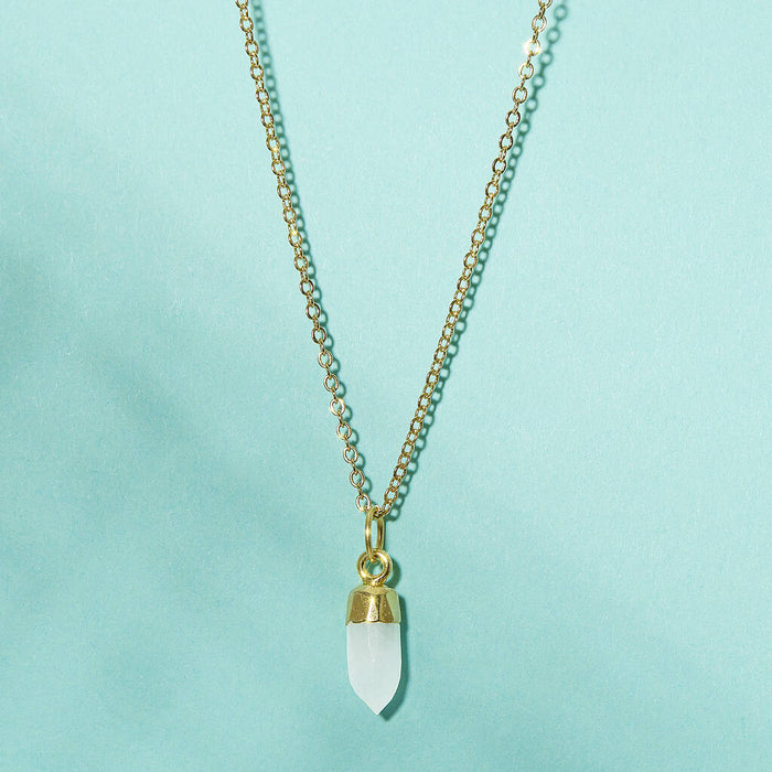 Gold Plated Mini Rainbow Moonstone Necklace