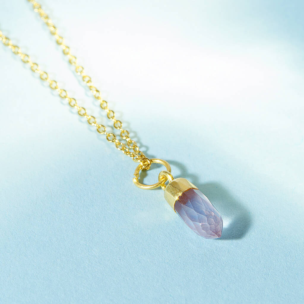 Gold Plated Mini Rose Quartz Gemstone Necklace