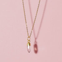 Gold Plated Mini Rose Quartz Gemstone Necklace