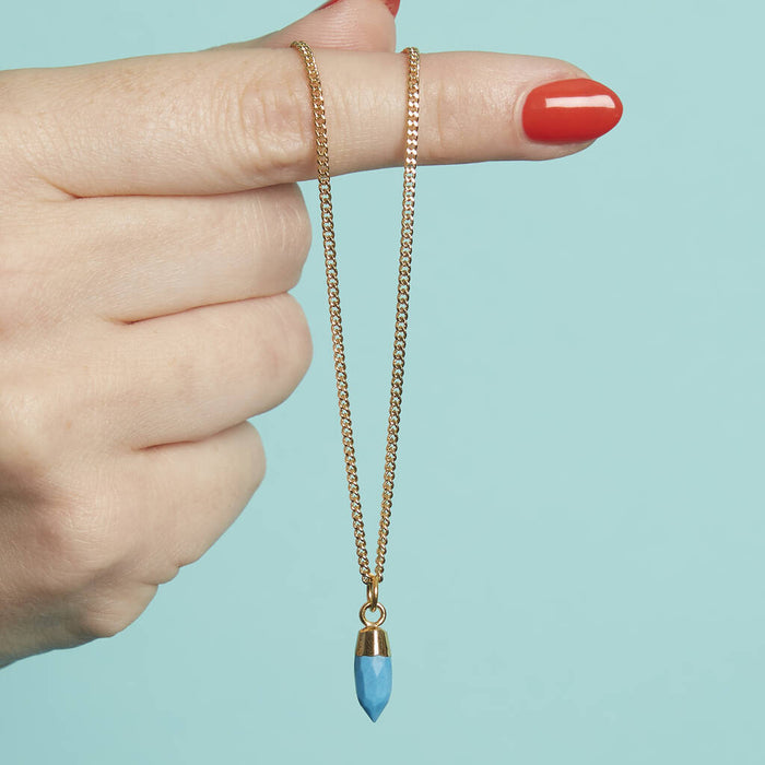 Gold Plated Mini Turquoise Gemstone Necklace