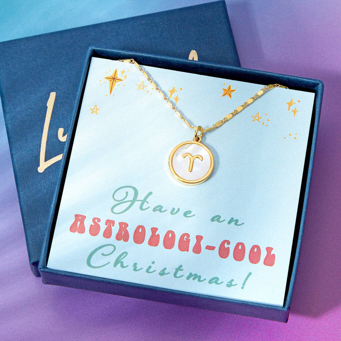 Gold Plated Mother of Pearl Zodiac Necklace
