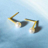 Gold Plated Pearl Stud Earrings