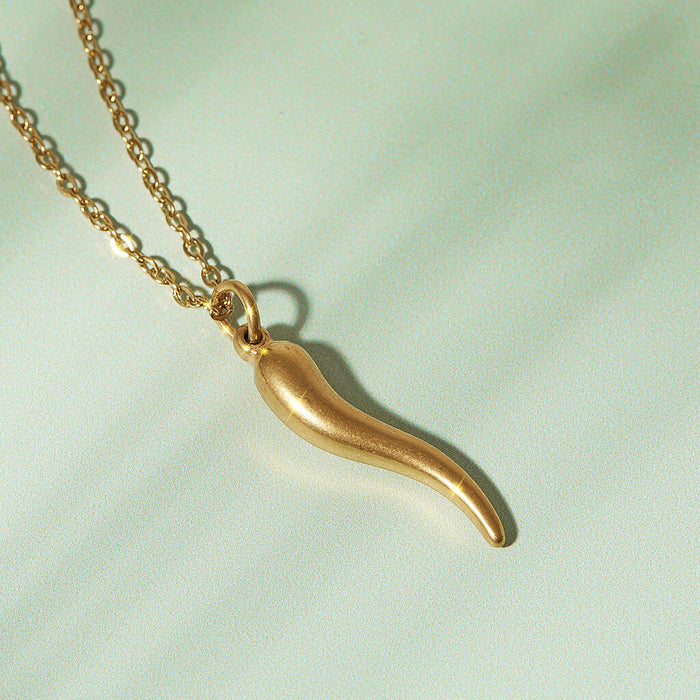 Gold Plated Retro Horn of Plenty Necklace