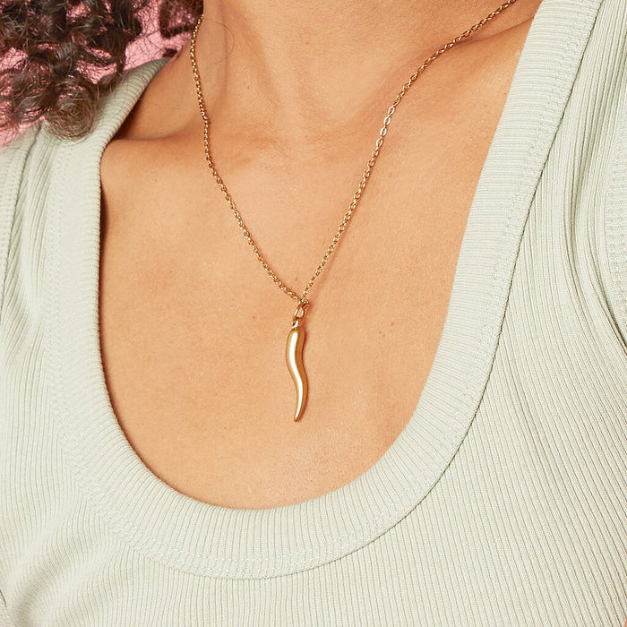 Gold Plated Retro Horn of Plenty Necklace