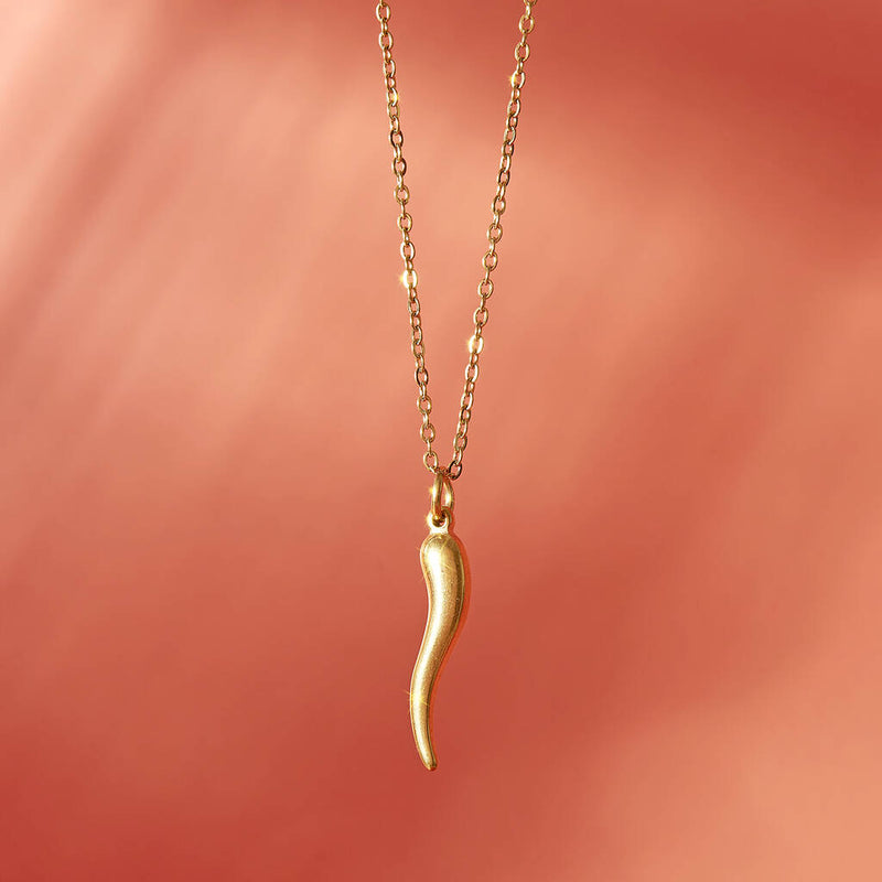 Gold Plated Retro Horn of Plenty Necklace