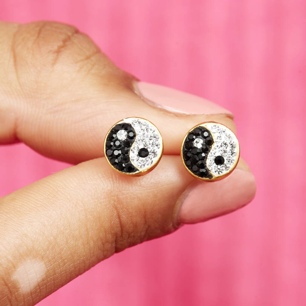 イヤリング Wilhelmina Garcia Gold Yin/Yang Earrings YY007-Black Gold Yin Yang Earring – Wilhelmina Garcia
